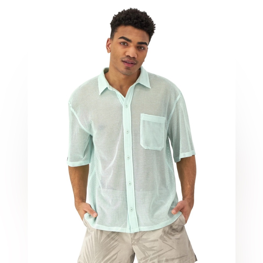 Champion Men’s Cotton Mesh Button Down Shirt